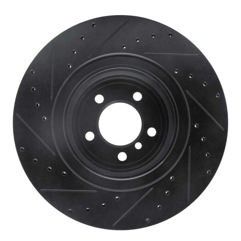 BMW ALPINA B7 Brake Rotor (1) - Rear Right - R1 Concepts - Drilled & Slotted - Black - `07-`08